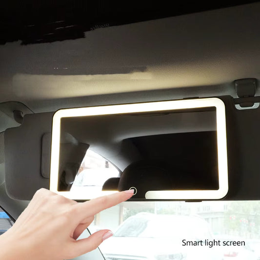 LED Car Sun Visor Vanity Mirror with 3 Light Modes and USB Charging